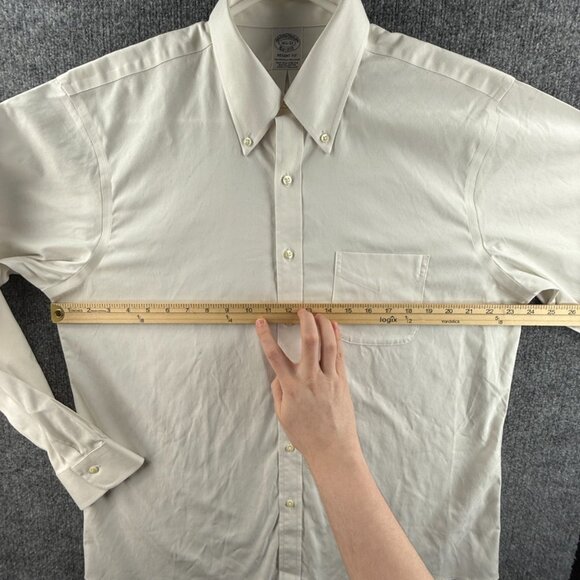 Brooks Brothers 16.5 33 Regent Fit Non Iron Stretch White Long Sleeve Button Up - Picture 9 of 16
